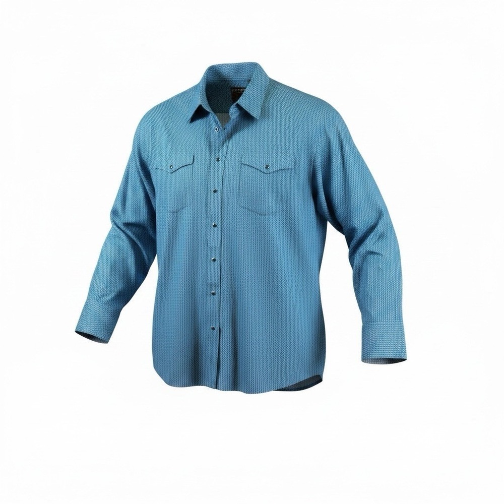 Men's Roper Long Sleeve Turquoise & Black Checkered Button Up Shirt Size XL